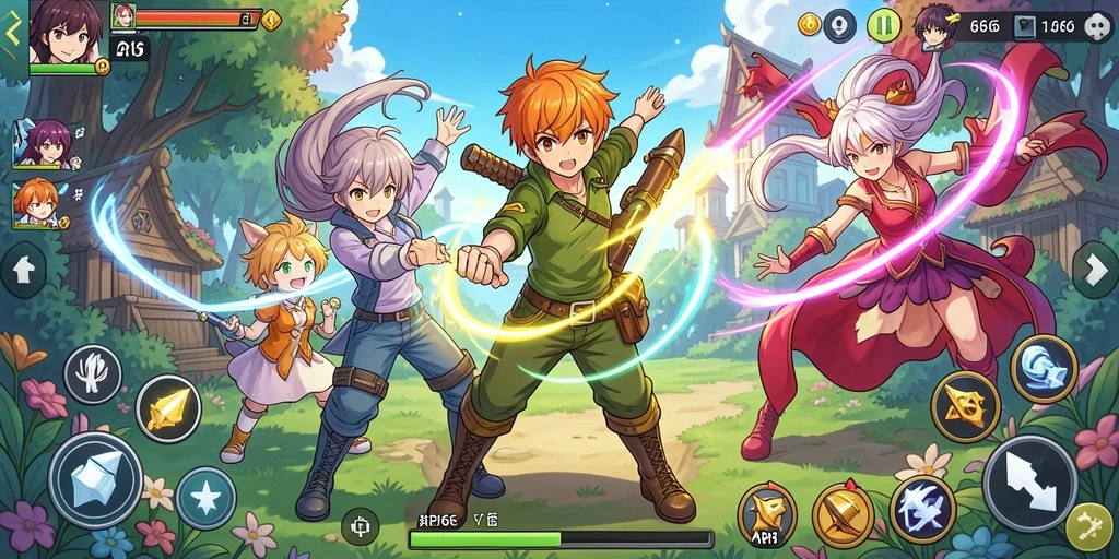 Tangkapan layar utama menampilkan aksi seru dalam API66 dengan karakter anime.