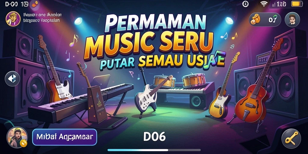 Screenshot D06 menampilkan gameplay musik yang seru dan interaktif.