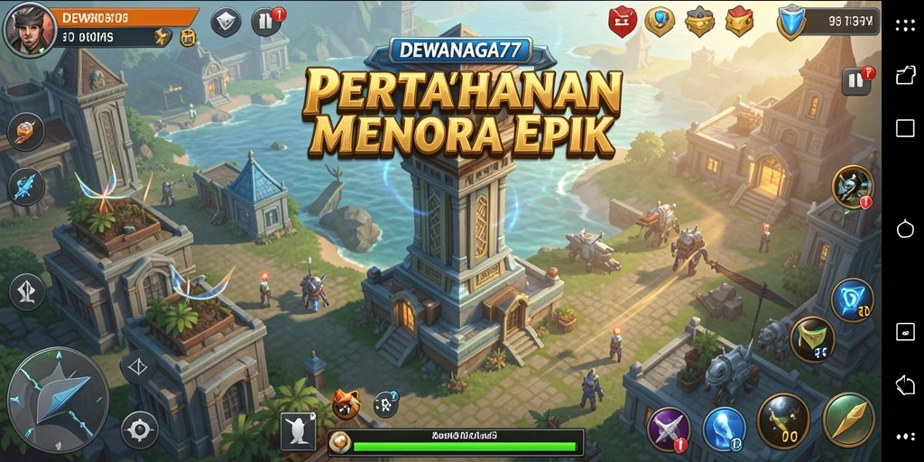 Tampilan gameplay menara pertahanan yang mendebarkan.