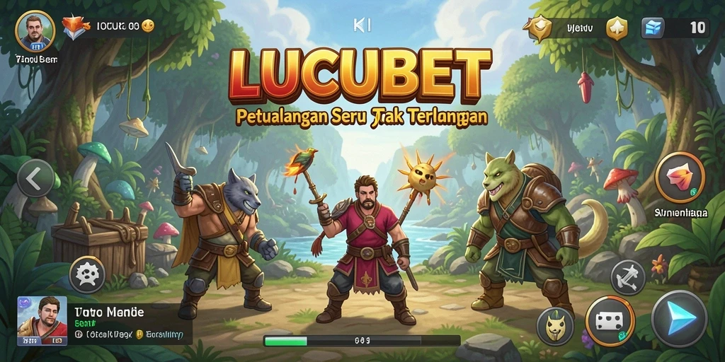 Screenshot LUCUBET menampilkan karakter utama dalam petualangan seru.