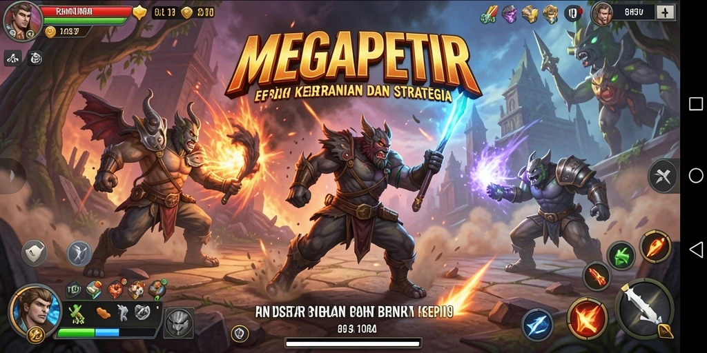 Screenshot MEGAPETIR menampilkan aksi pertarungan yang seru dan grafis yang memukau.