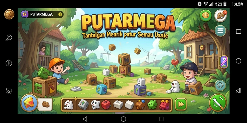 Tampilan gameplay PUTARMEGA dengan berbagai puzzle yang menantang.