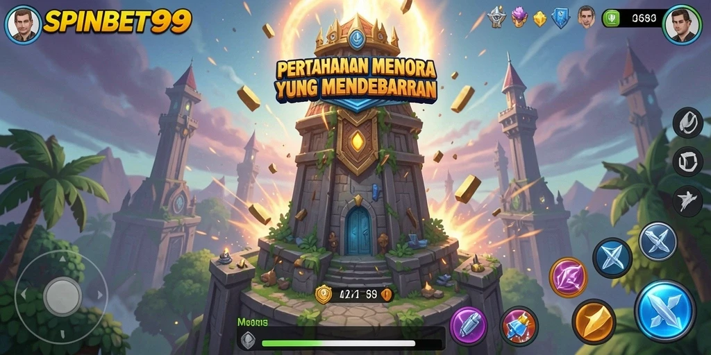 Screenshot menunjukkan aksi mendebarkan dari gameplay Tower Defense SPINBET99.